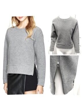 Aritzia Wilfred Free Zuzanna Side Zip Sweater Grey Top 100% Cotton Size Small